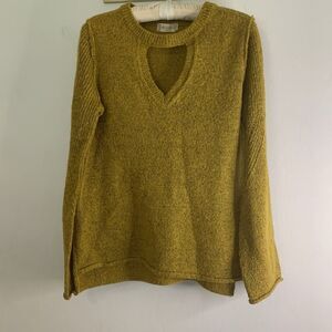 Altard State Sweater VNeck Cut Out Long Sleeve Yellow Knit Womens Sz Small